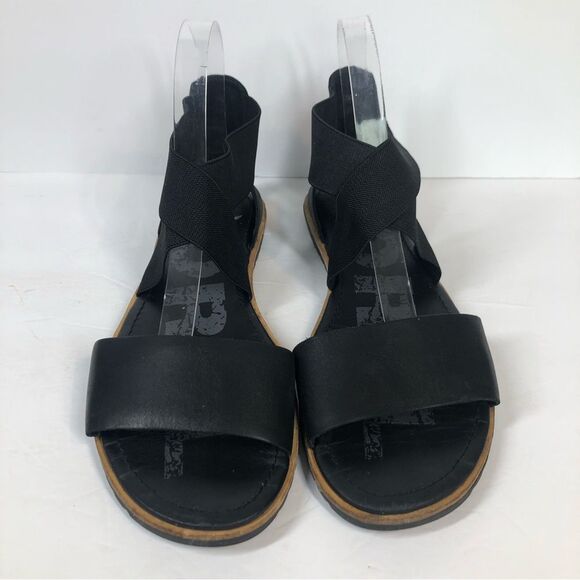 Sorel Ella II Cross Strap Black Leather Sandals Size 9 NL2893-010 - Picture 2 of 9